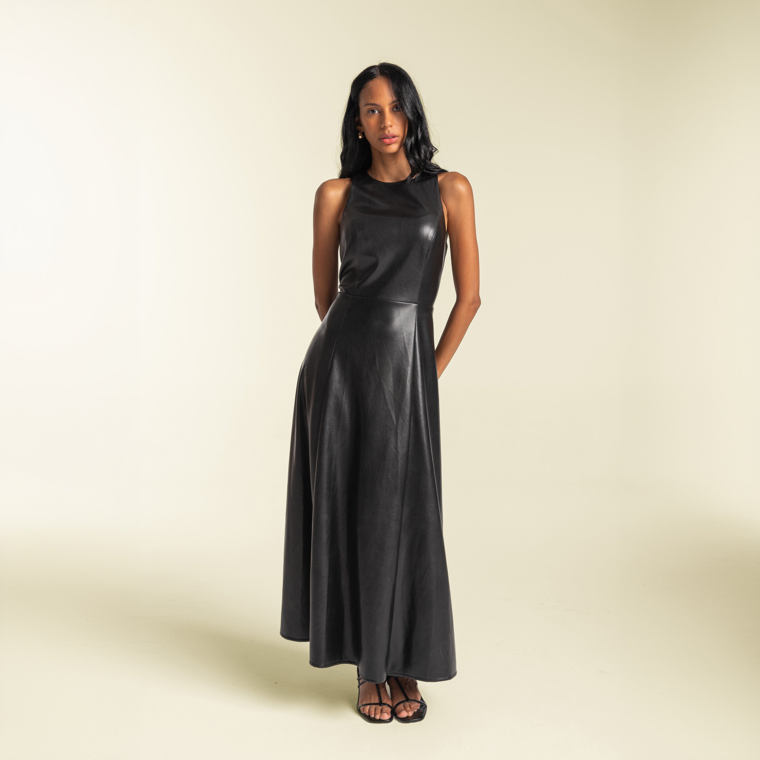 Jamila Sleeveless Leather Dress AWET New York