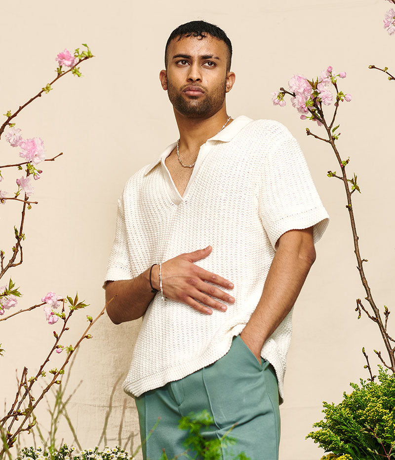 Yared Knit Textured Polo Shirt