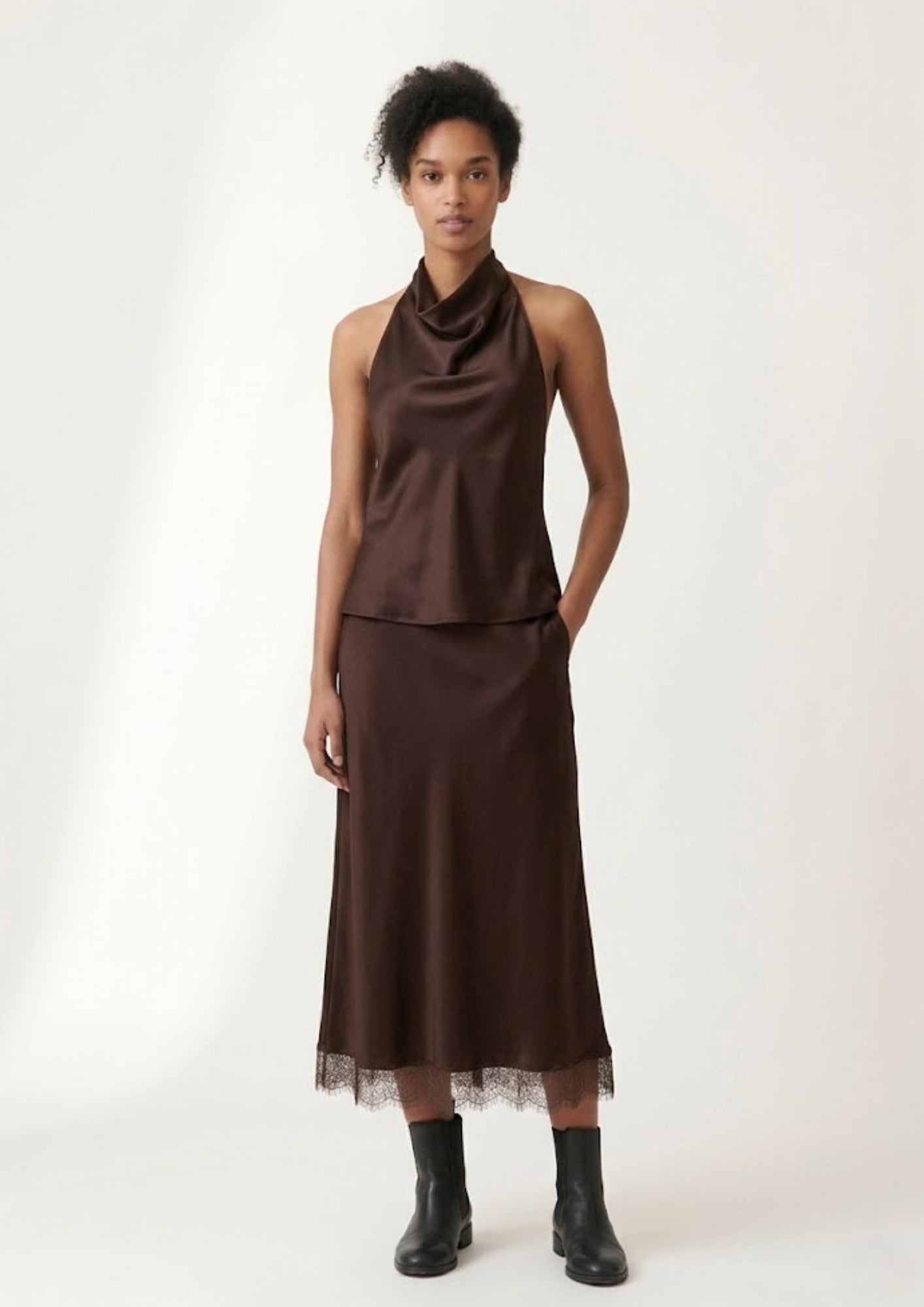 Leonor Lace Hem Bias Skirt