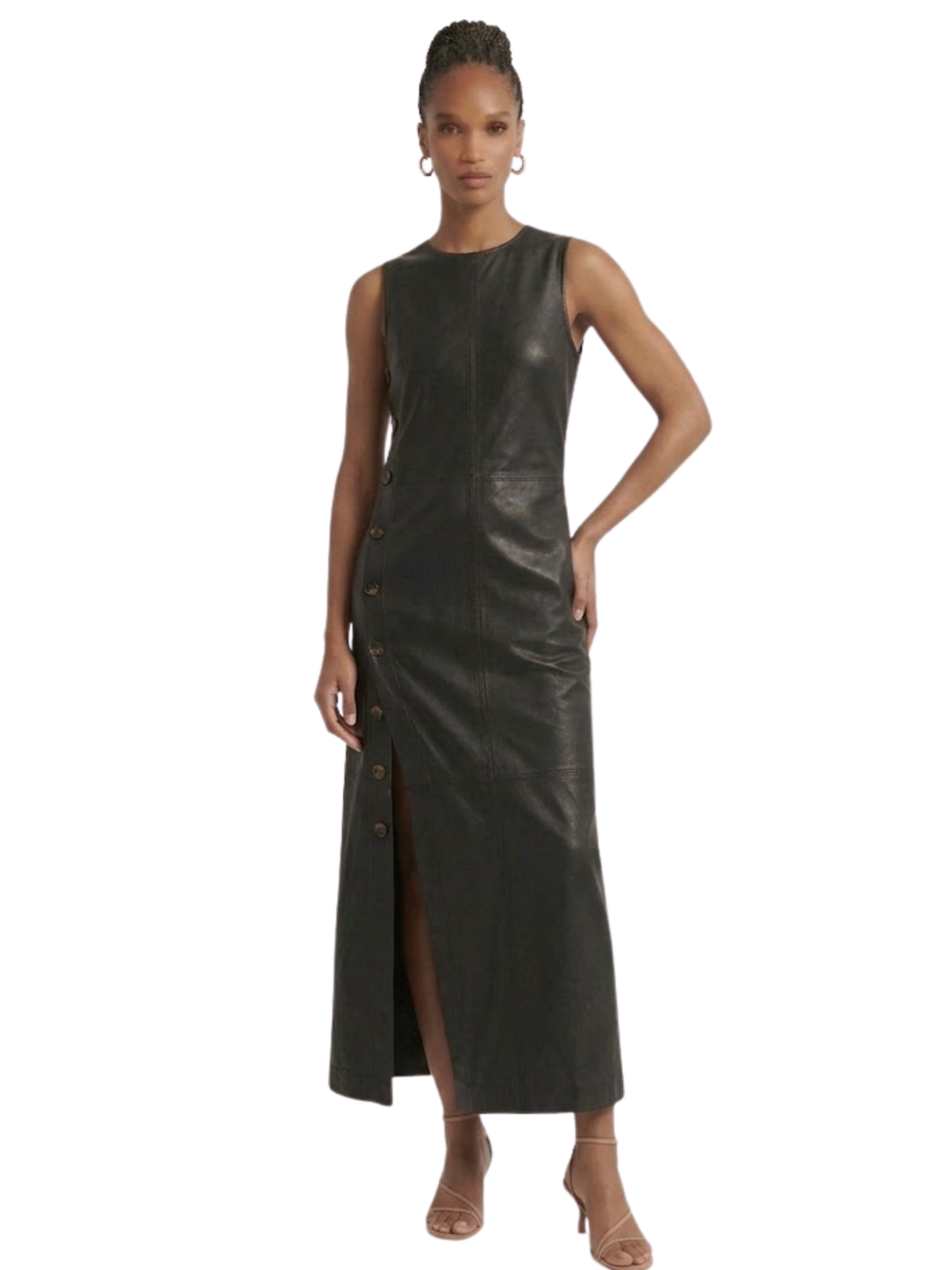 Elizabeth Straight Leather Dress - Black