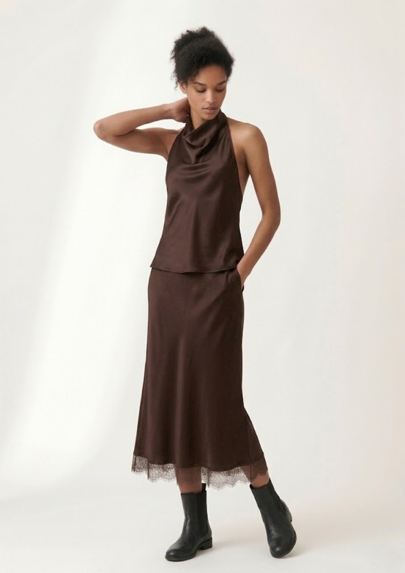 Leonor Lace Hem Bias Skirt
