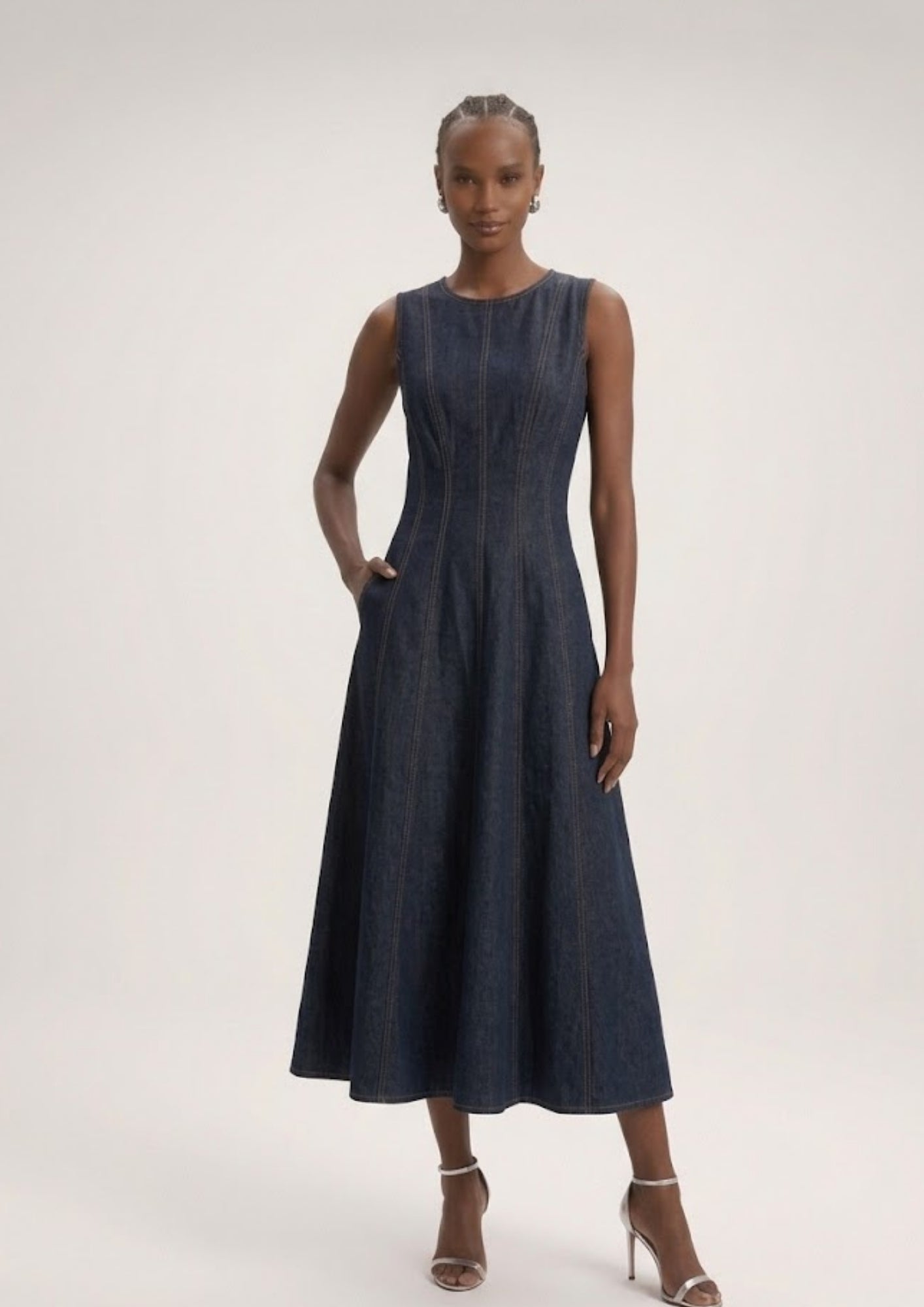 Alison Sleeveless Denim Midi Dress
