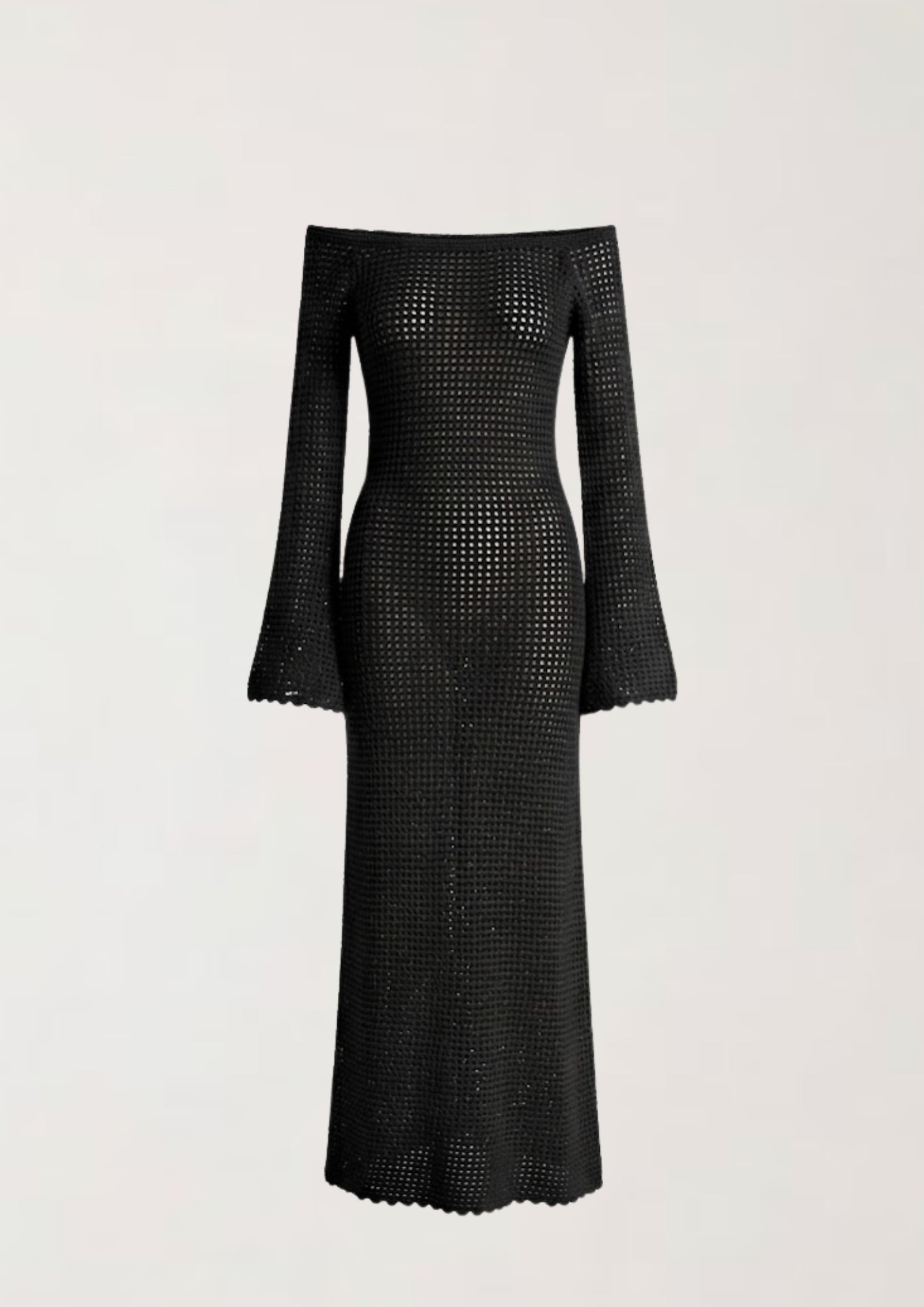 Saba Crochet Maxi Dress - Black
