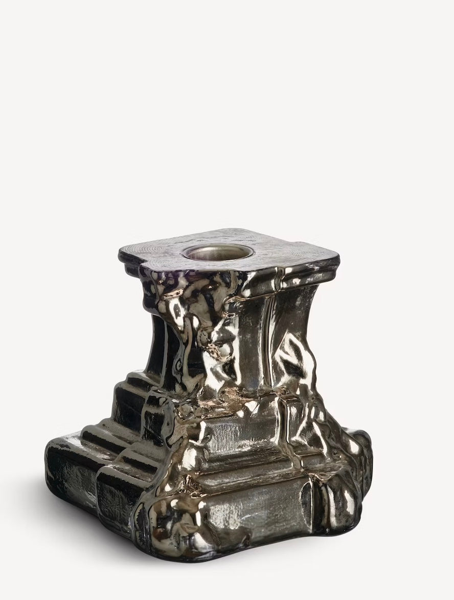 Rocky Baroque Candlestick - Glossy Glaze